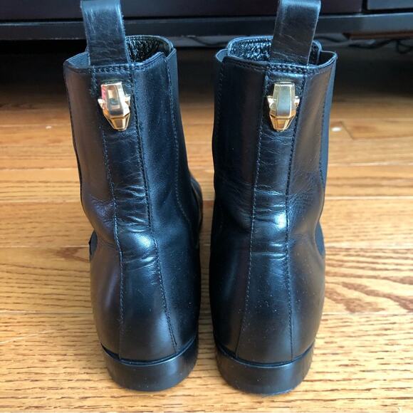 JUST CAVALLI 100% Calfskin Leather Black Flat Ankle Boots Women’s Sz 8 US 39 EUR - Picture 6 of 13